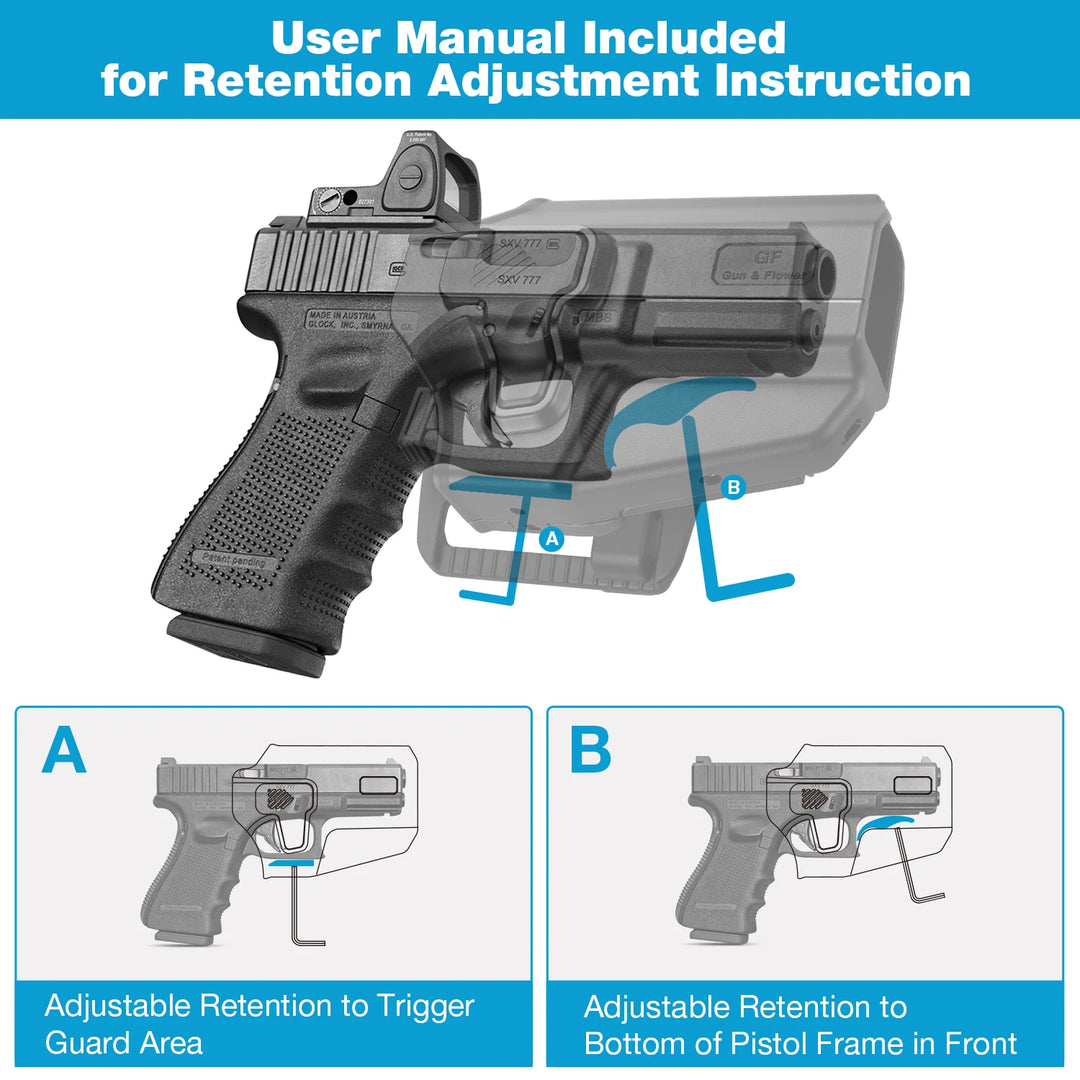 Universal OWB Holster Fit Glock//Beretta/Taurus/EAA/IWI/HK/Ruger/Springfield/CZ.Outside Waistband Carry Holster Index Finger