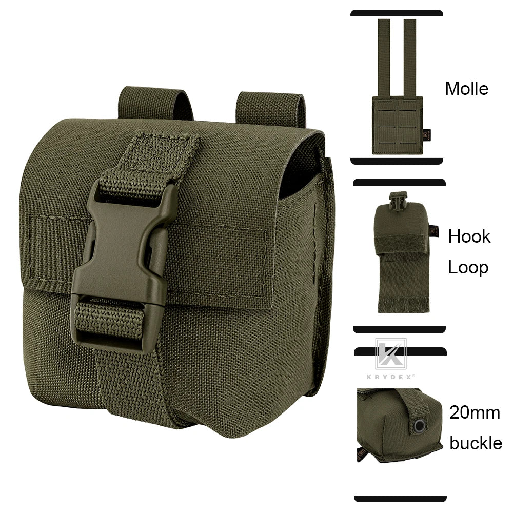 KRYDEX Tactical Frag Grenad Pouch MOLLE Waist Belt Storage Bag Small Handy Army