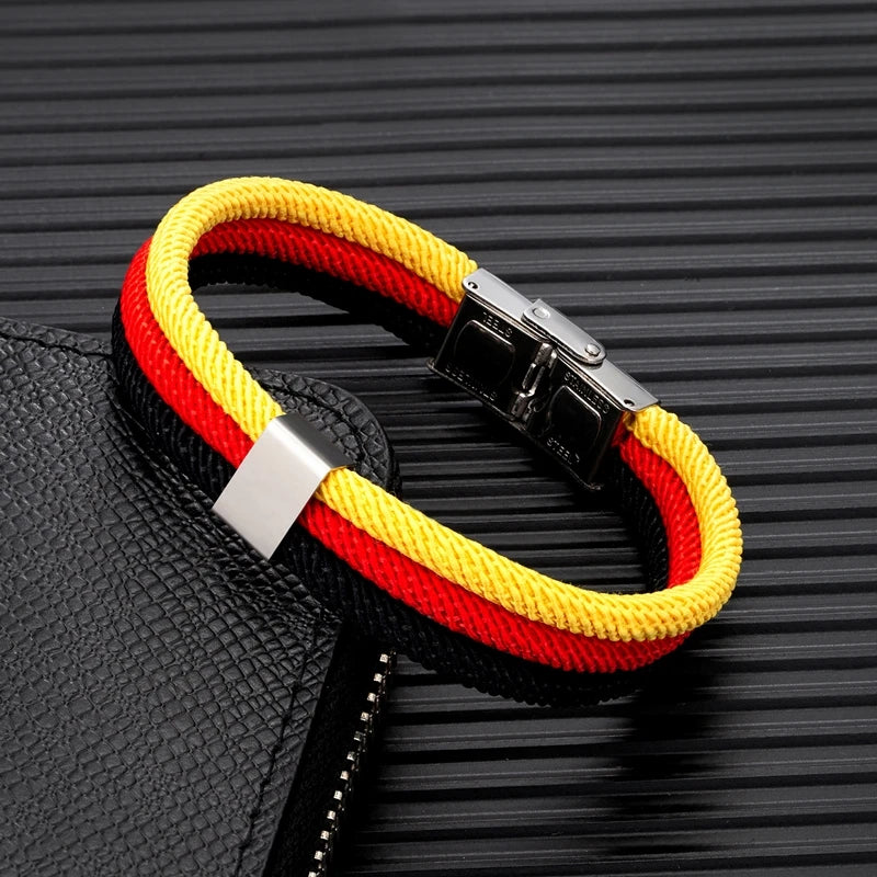 MKENDN Germany Flag Handmade Multi Layer Nautical Bracelets for Men Women