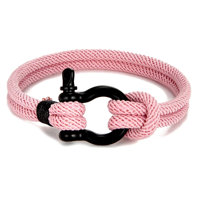 MKENDN Men Women Navy Blue Marine Sailor Rope Nautical Survival Shackle Bracelet