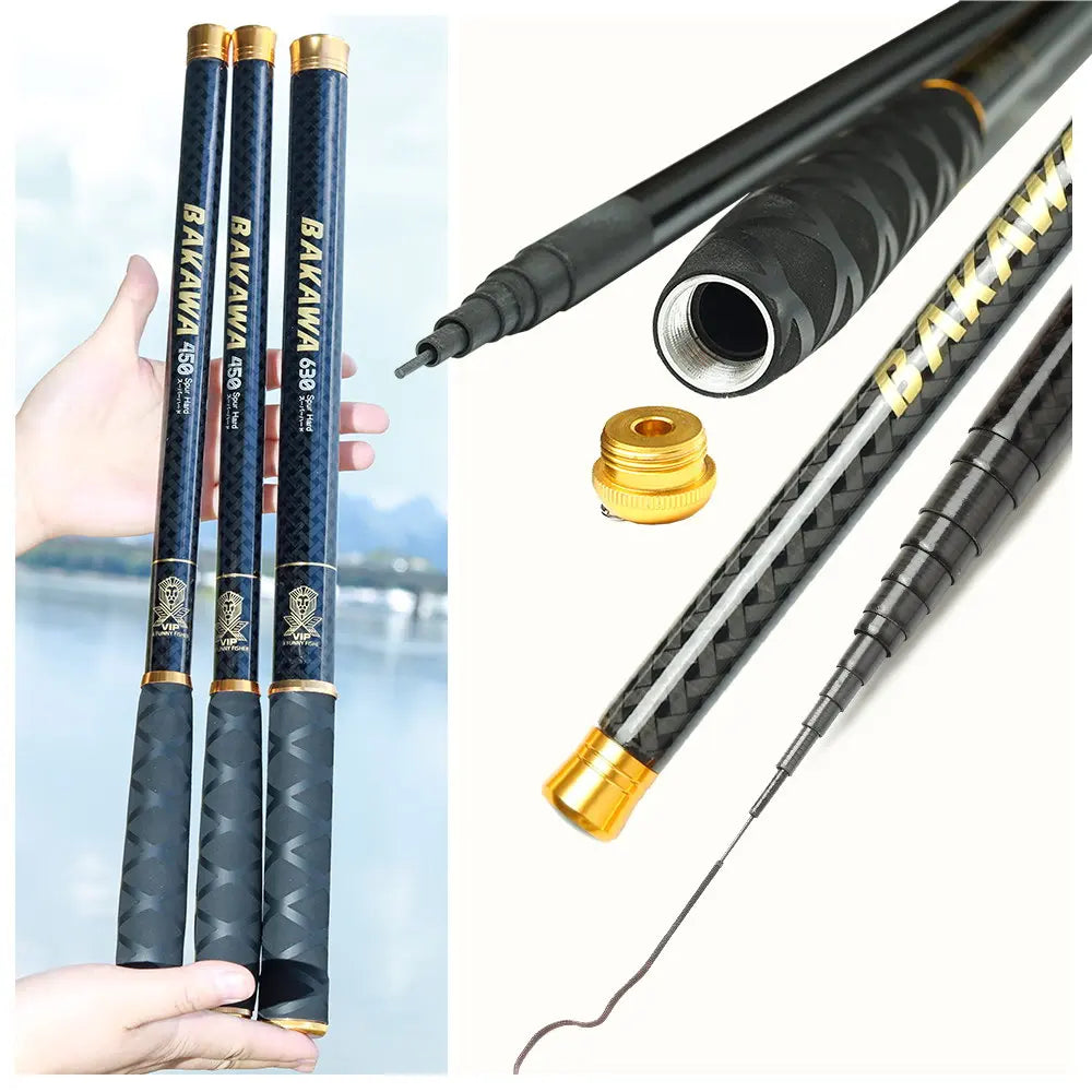 JOSBY Mini Hand Fishing Rod Telescopic Sea Saltwater Freshwater Carbon Fiber Casting Stream Pole River Lake Pesca 3.6M~7.2M