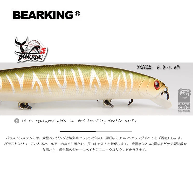 BEARKING 14cm 22g new Hot fishing gear shone lures minnow crank Tungsten weight