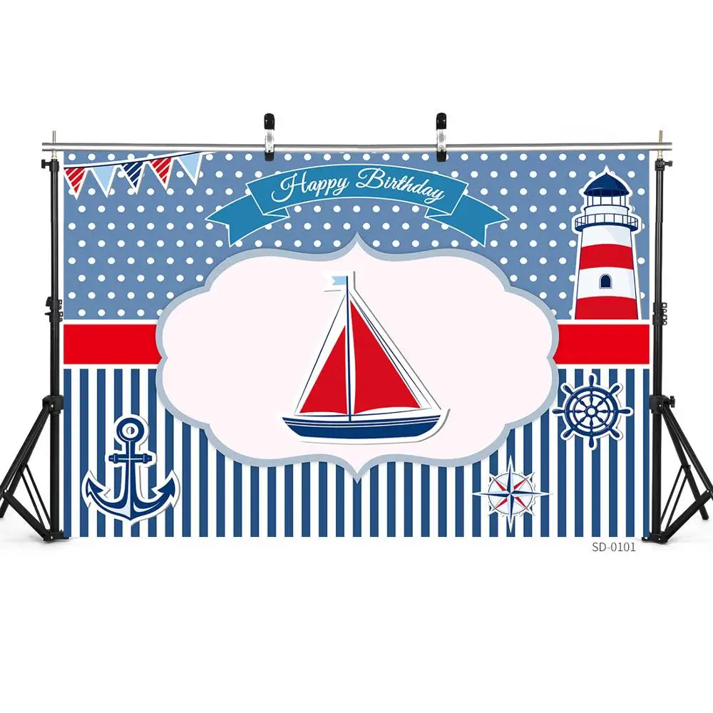 Sailboat Boat Nautical Theme Birthday Party Banner Backgrounds Newborn Boy Children