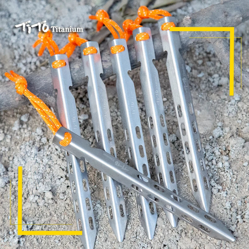 TiTo Titanium tent nails V shaped design Outdoor camping Windproof  equipment Tent