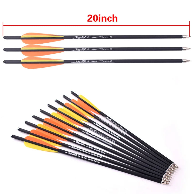 12/24Pcs 16/17/18/20/22 Inches Archery carbon arrows 400 Spine with Orange yellow Feather Crossbow bolts for Hunting Shooting