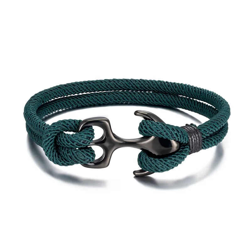 MKENDN Anchor Bracelets Men Double strand Nautical Survival Rope Paracord Bracelet
