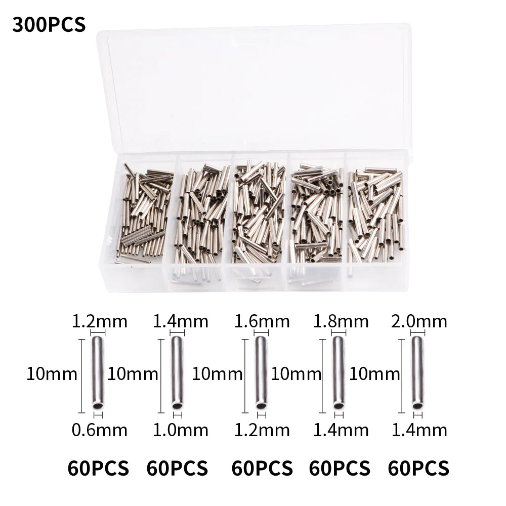 50-300pcs/lot Single copper pipe fishing line Crimp sleeve Copper Tube Connector Wire