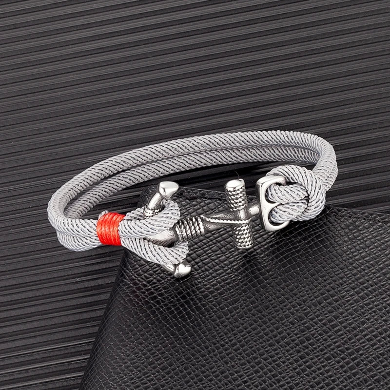 MKENDN Minimalist Sailing Bracelet For Men Women Stainless Steel Anchor