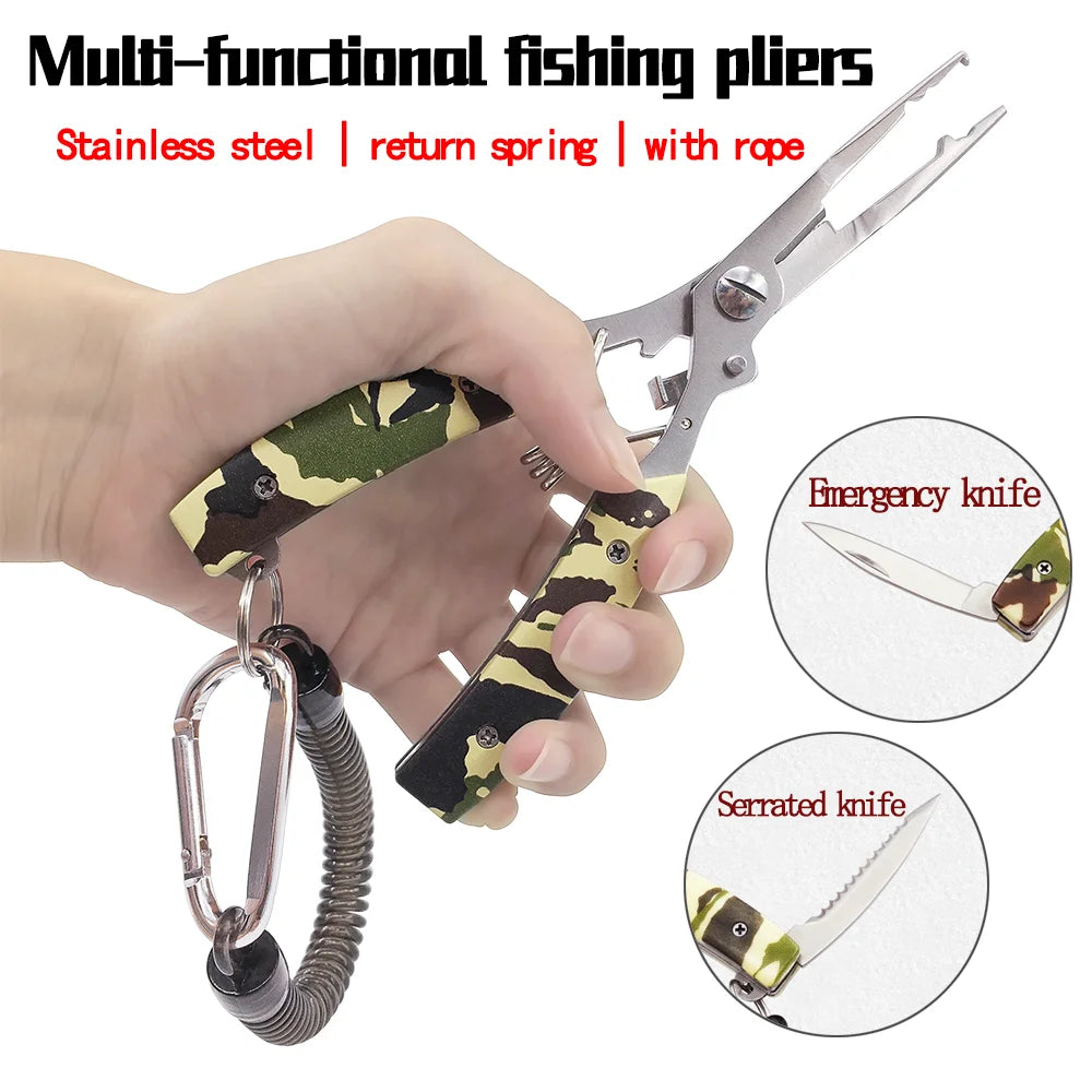 7-in-1 camouflage multi-functional road clip fish nose pliers scissors pliers fish thread