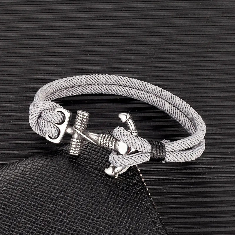 MKENDN Waterproof Anchor Bracelets Men Double Strand Nautical Survival Rope Bracelet