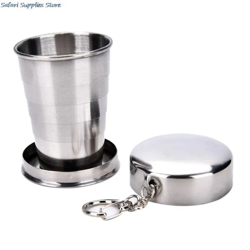 1Pcs Stainless Steel Folding Cup Travel Tool Kit Survival EDC Gear Outdoor Sports Mug