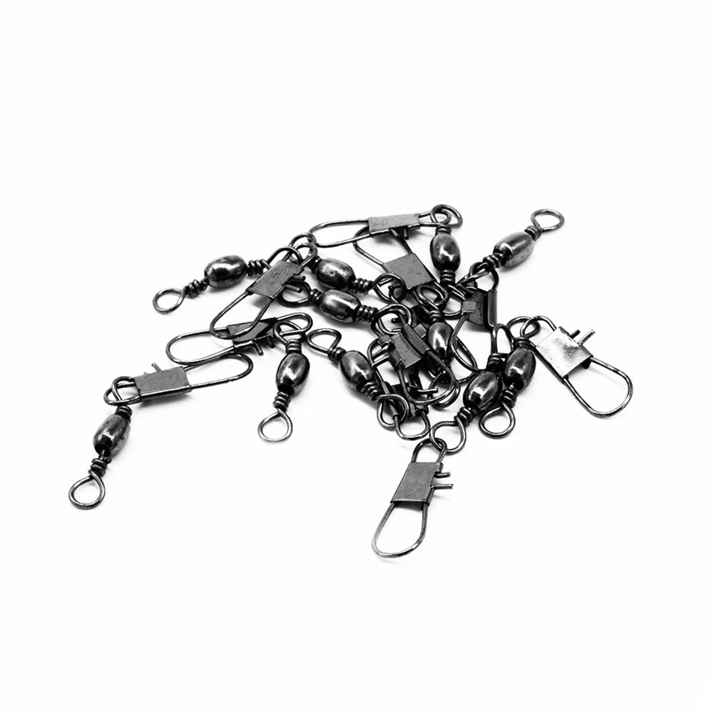 100pcs/box 6 Size Swivel Fishing Connector Snap Pin Rolling Fishing Lure Tackle Alloy