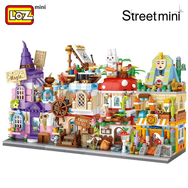 LOZ Mini Block Commercial Street Magic Street View Magic House Nautical Mushroom