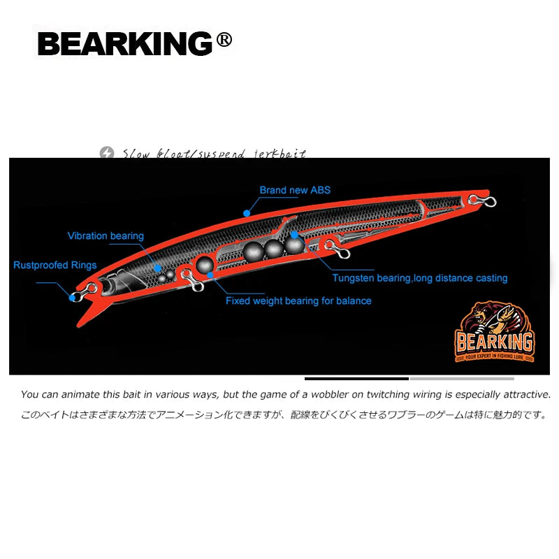 BEARKING 14cm 22g new Hot fishing gear shone lures minnow crank Tungsten weight