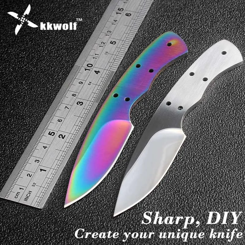 DIY pocket Knife Blanks 440c Sharp Fixed blade Hunting Knife camping knifeblade billet