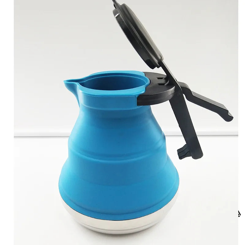 Outdoor Folding Silicone Water Kettle 1.2L Tea Boiler Portable Camping Kitchen Supplies