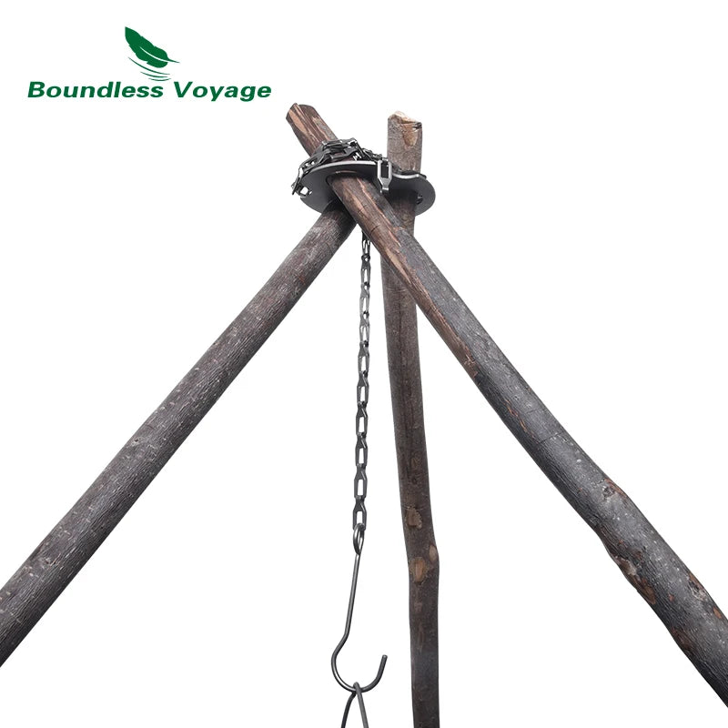 Boundless Voyage Camping Tripod Board Adjustable Titanium Hanging Chain with Hooks Fixed-loop for Pot Grill Ti9012O