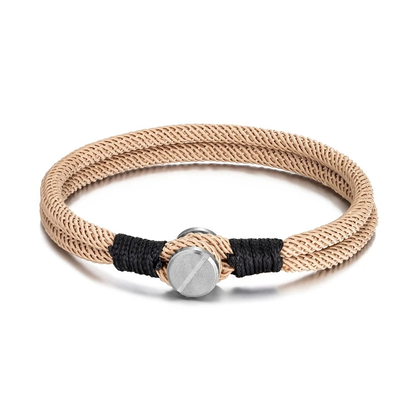 MKENDN Men Women Screw Bracelets Double Strand Nautical Survival Rope Paracord