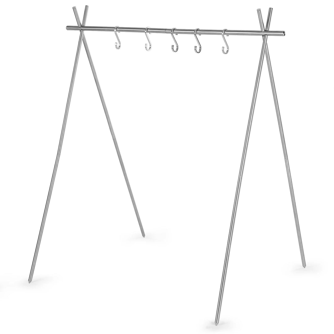 Portable Collapsible Stainless Steel Camping Hanging Rack Travel Camping Shelf Clothes Hanger Outdoor Triangle Rack Eequipment