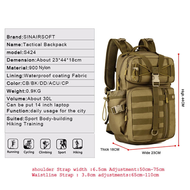 Outdoor Tactical Backpack 900D Waterproof Army Shoulder Military Hunting Camping