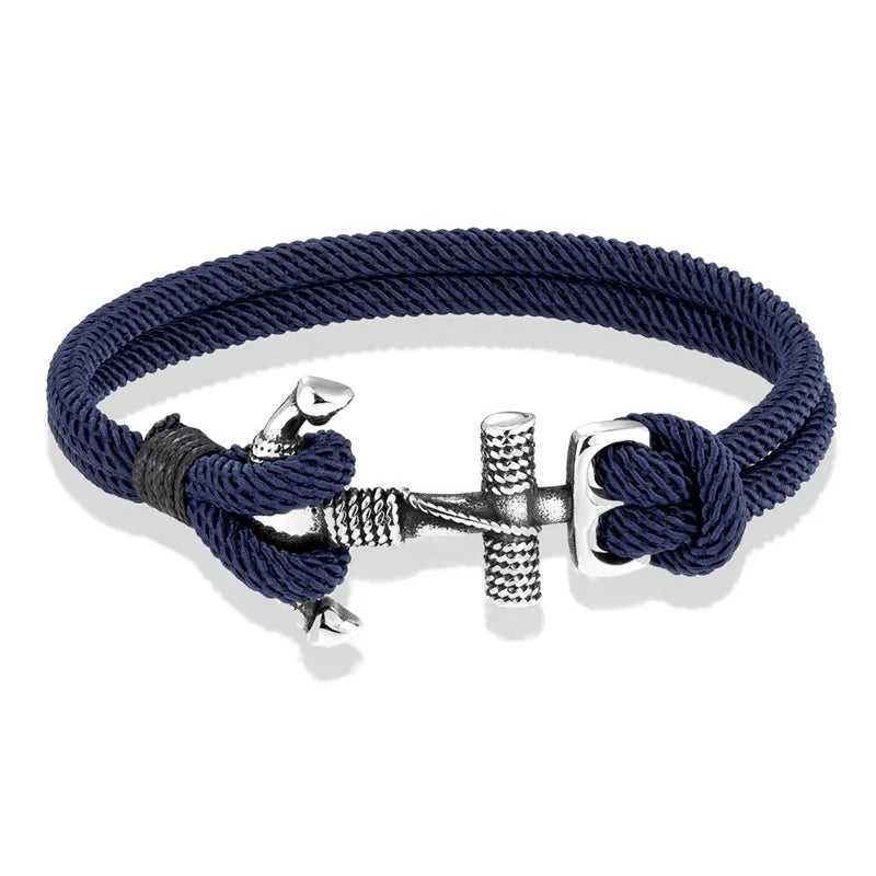 MKENDN Waterproof Anchor Bracelets Men Double Strand Nautical Survival Rope Bracelet