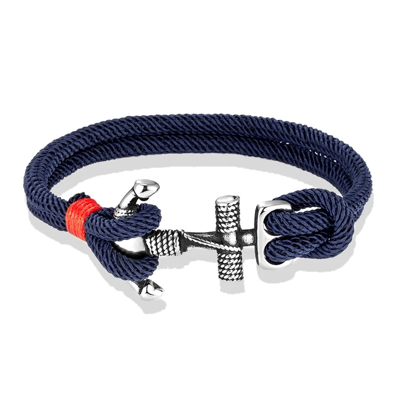 MKENDN Minimalist Sailing Bracelet For Men Women Stainless Steel Anchor