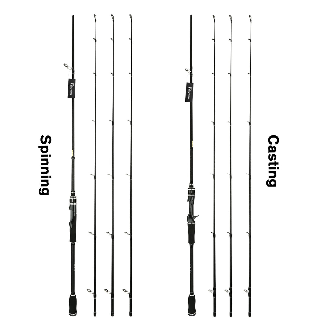 BIUTIFU 2Sections 2.4/2.1/1.8m Spinning Casting 3Tips Lure Fishing Rod 30T Carbon