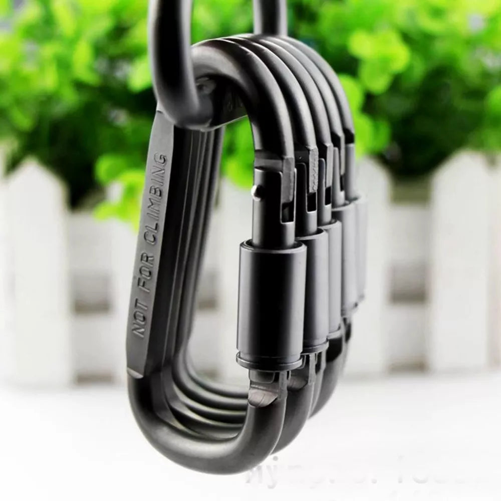 Tactical D Keychain Shape Hook Buckle Clip Climbing Army Carabiner Hanging fit Outdoor