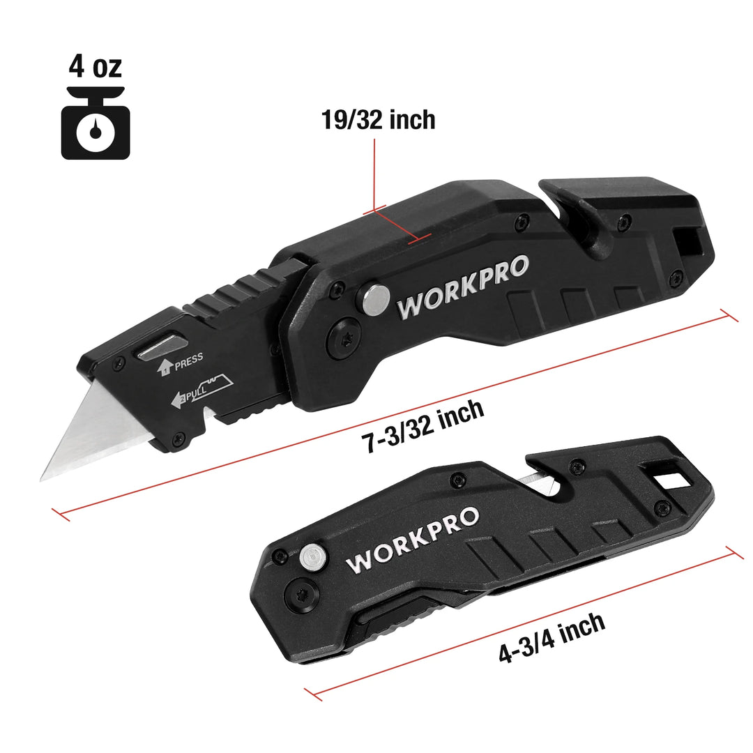 WORKPRO Folding Utility Knife Quick Change Blade Folding Knife Outdoor Camping Tool