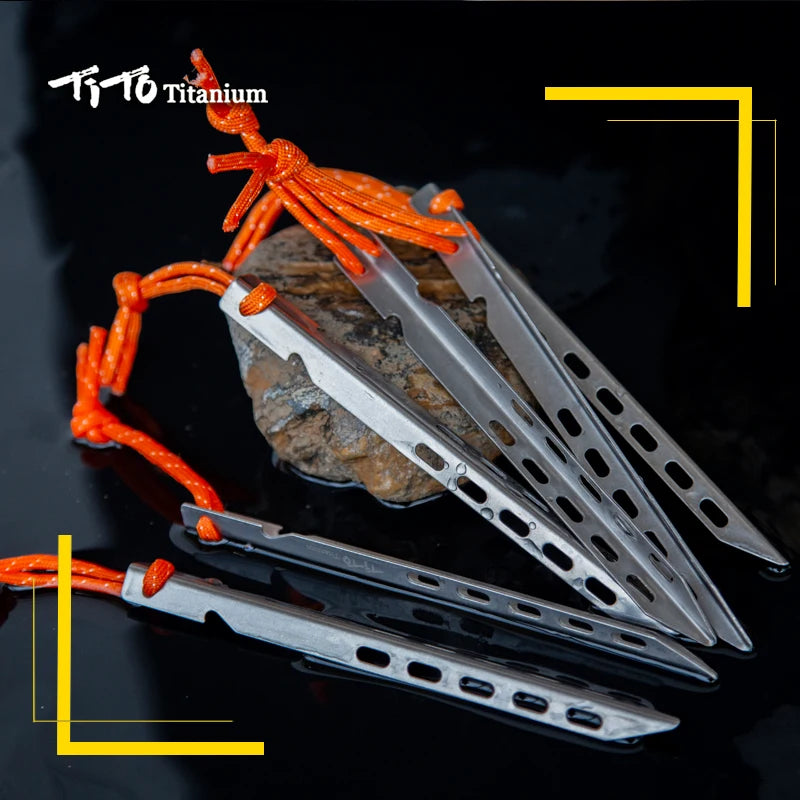 TiTo Titanium tent nails V shaped design Outdoor camping Windproof  equipment Tent