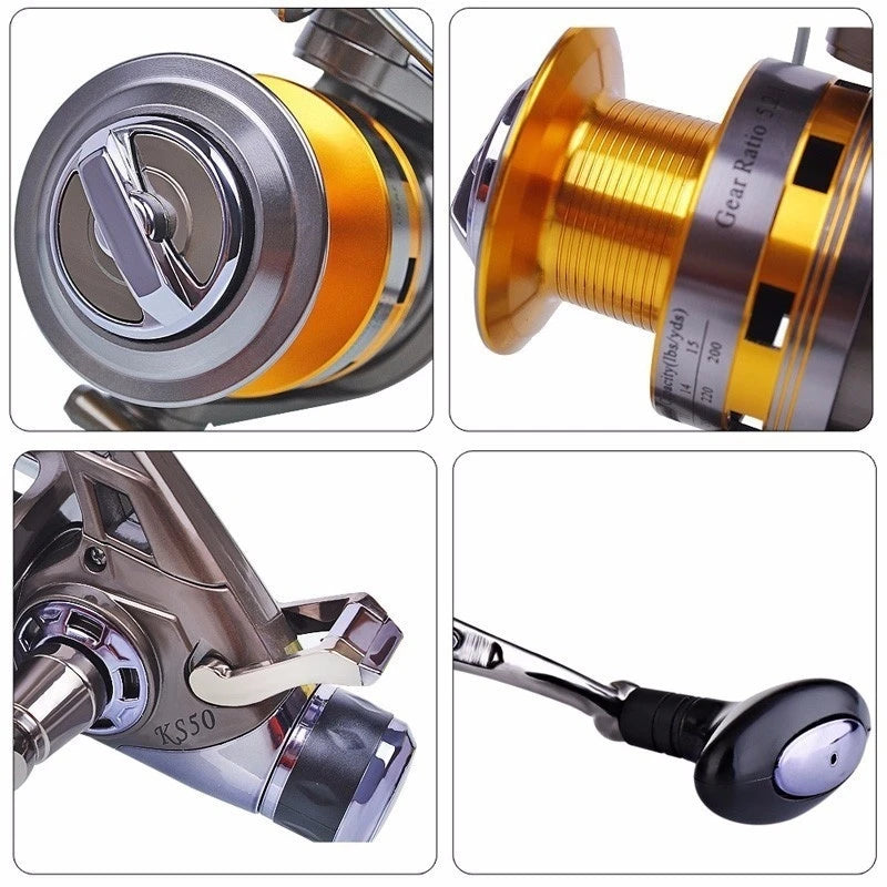 2020 Fishing Reel Strong All Metal Double Brake Max Drag 30kg Spinning Reel Molinete