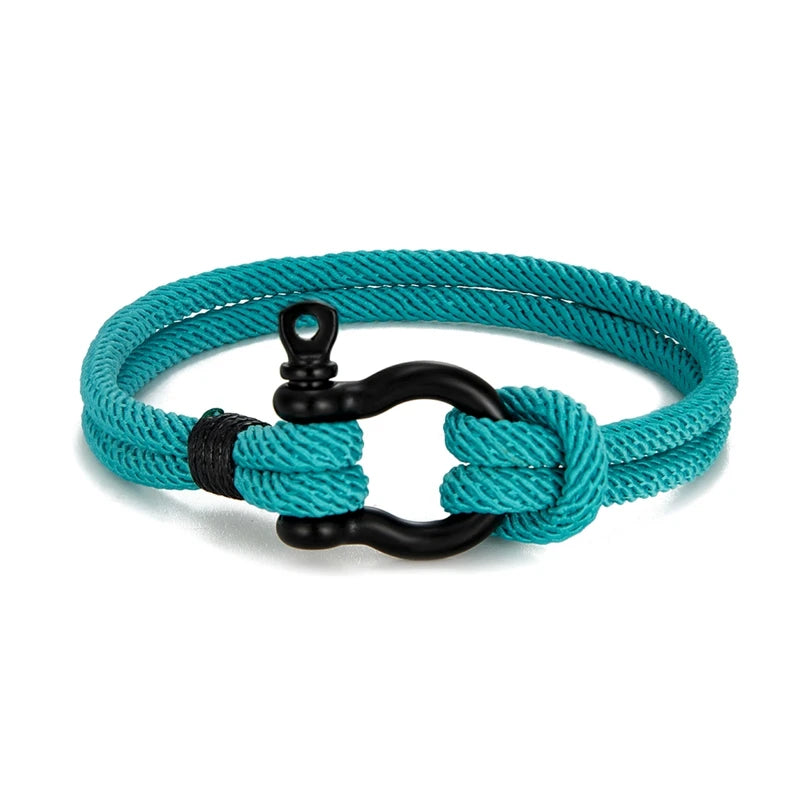 MKENDN Men Women Navy Blue Marine Sailor Rope Nautical Survival Shackle Bracelet