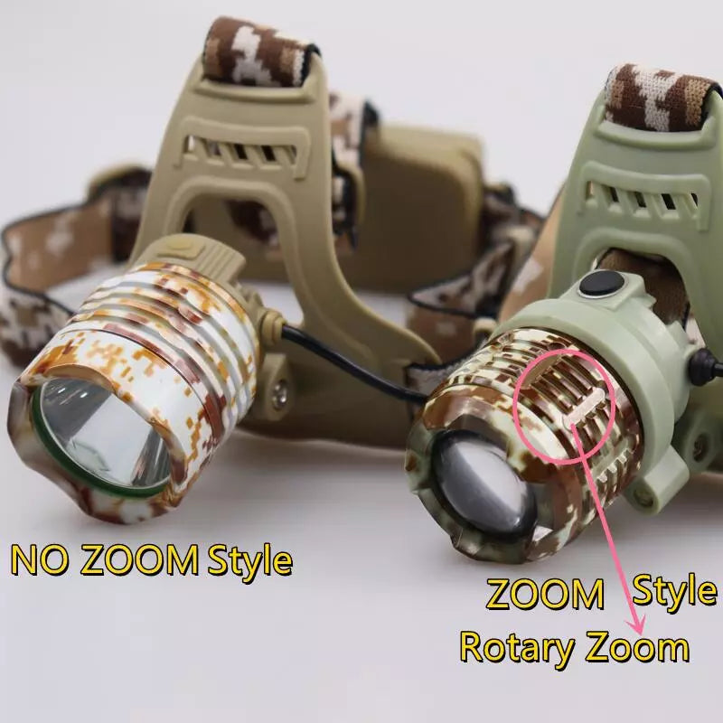 Drop Shipping ZOOM Headlamp XML-T6/L2 LED Headlamp Fishing Headlight Hunting