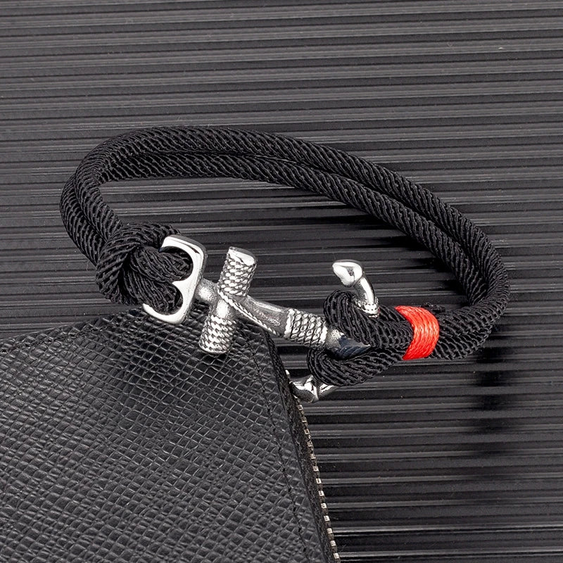 MKENDN Minimalist Sailing Bracelet For Men Women Stainless Steel Anchor