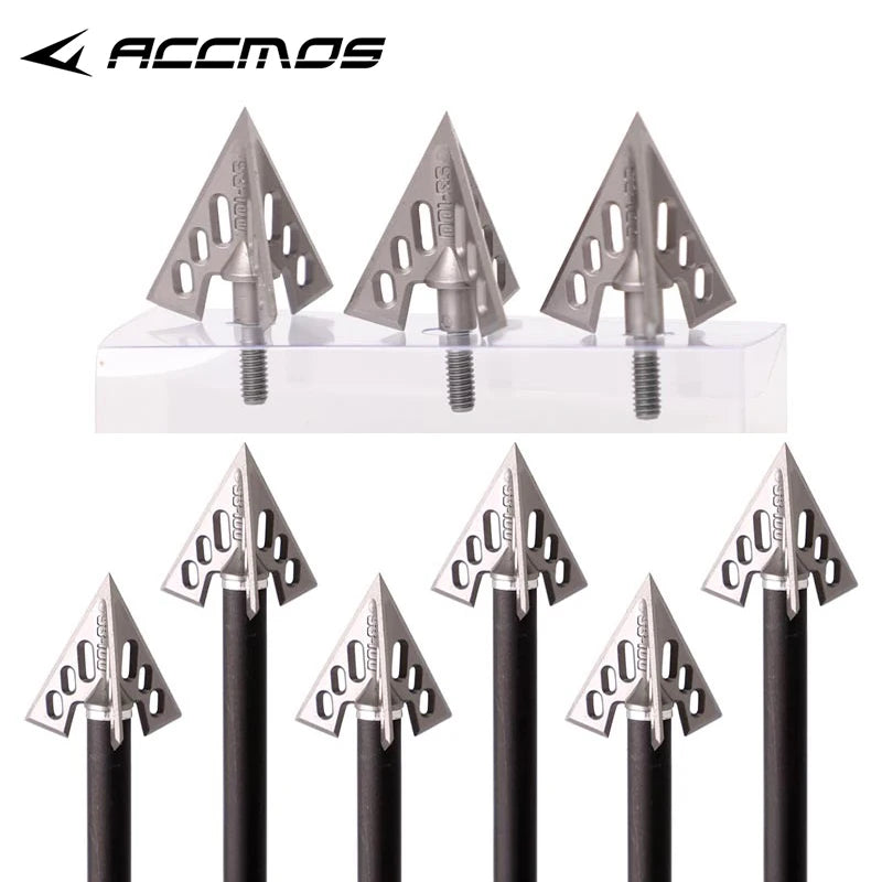 3-24pc 100 Grain Stainless Alloy Arrowhead Archery 3 Fixed Broadhead Hunting Tips For Shooting Accessories