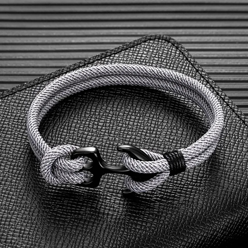 MKENDN Anchor Bracelets Men Double strand Nautical Survival Rope Paracord Bracelet