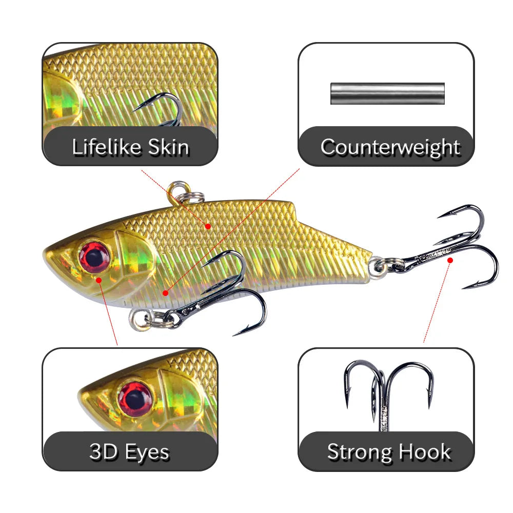 1 PC  5.5cm/9g Tough Fishing Lure VIB Rattlin Hook Fishing Sinking Vibration Rattlin