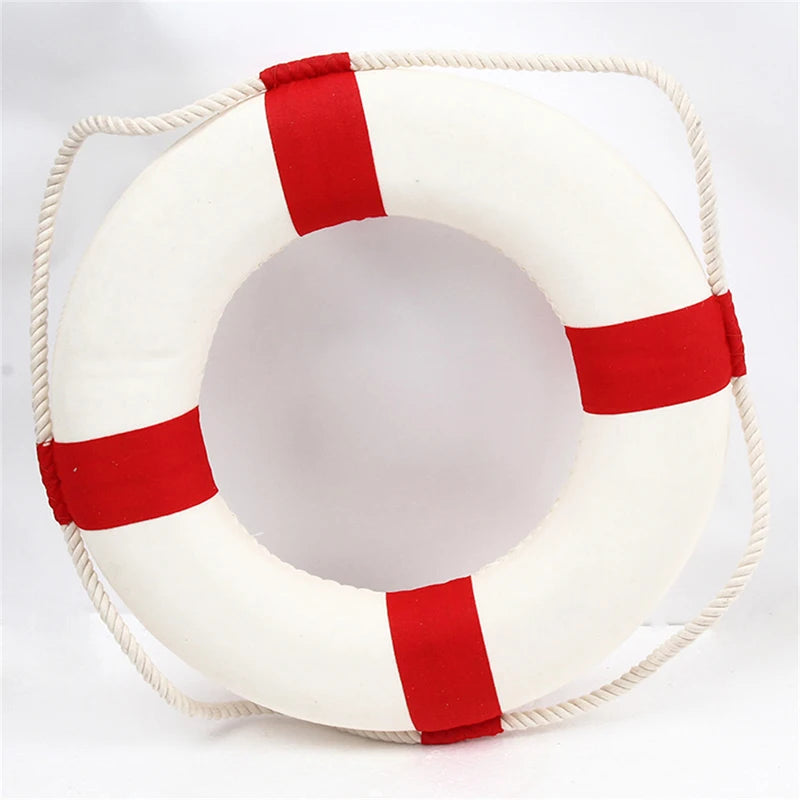 Nautical Style Welcome Decorative Red Blue Life Buoy Home Marine Beach Wall
