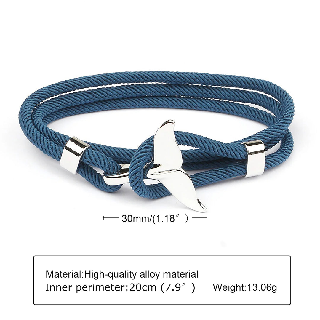 Bracelet Men, Nautical Sailing Whale Tail Bracelet, Dolphin Fish Tail Brazalet,Surf Beach