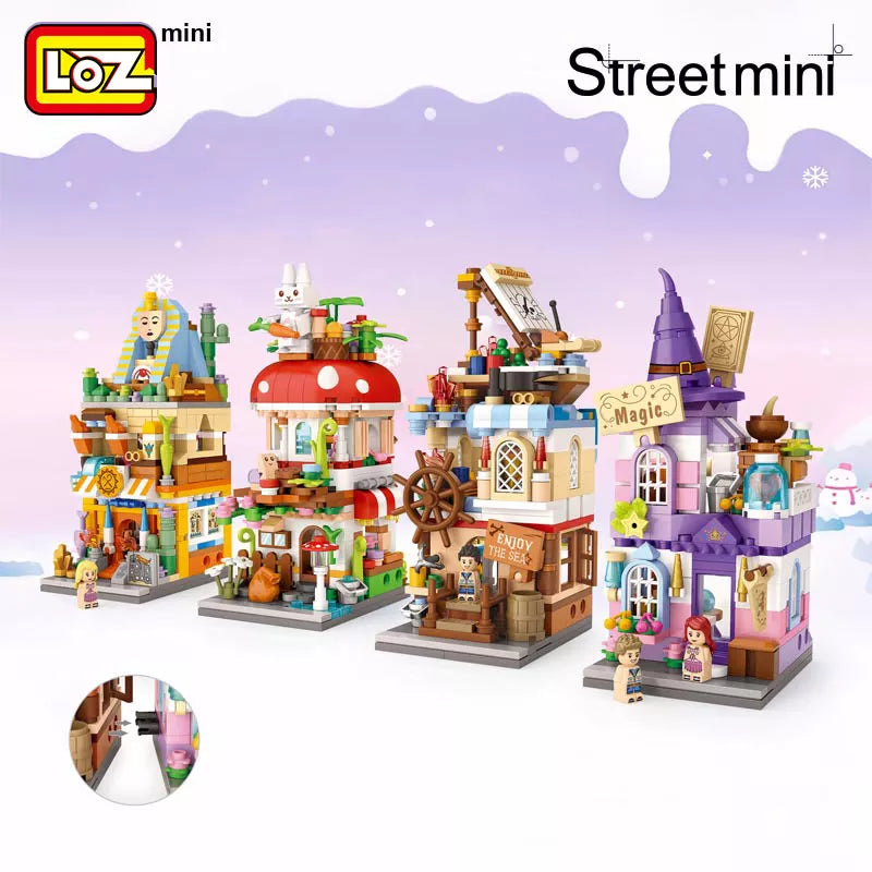 LOZ Mini Block Commercial Street Magic Street View Magic House Nautical Mushroom