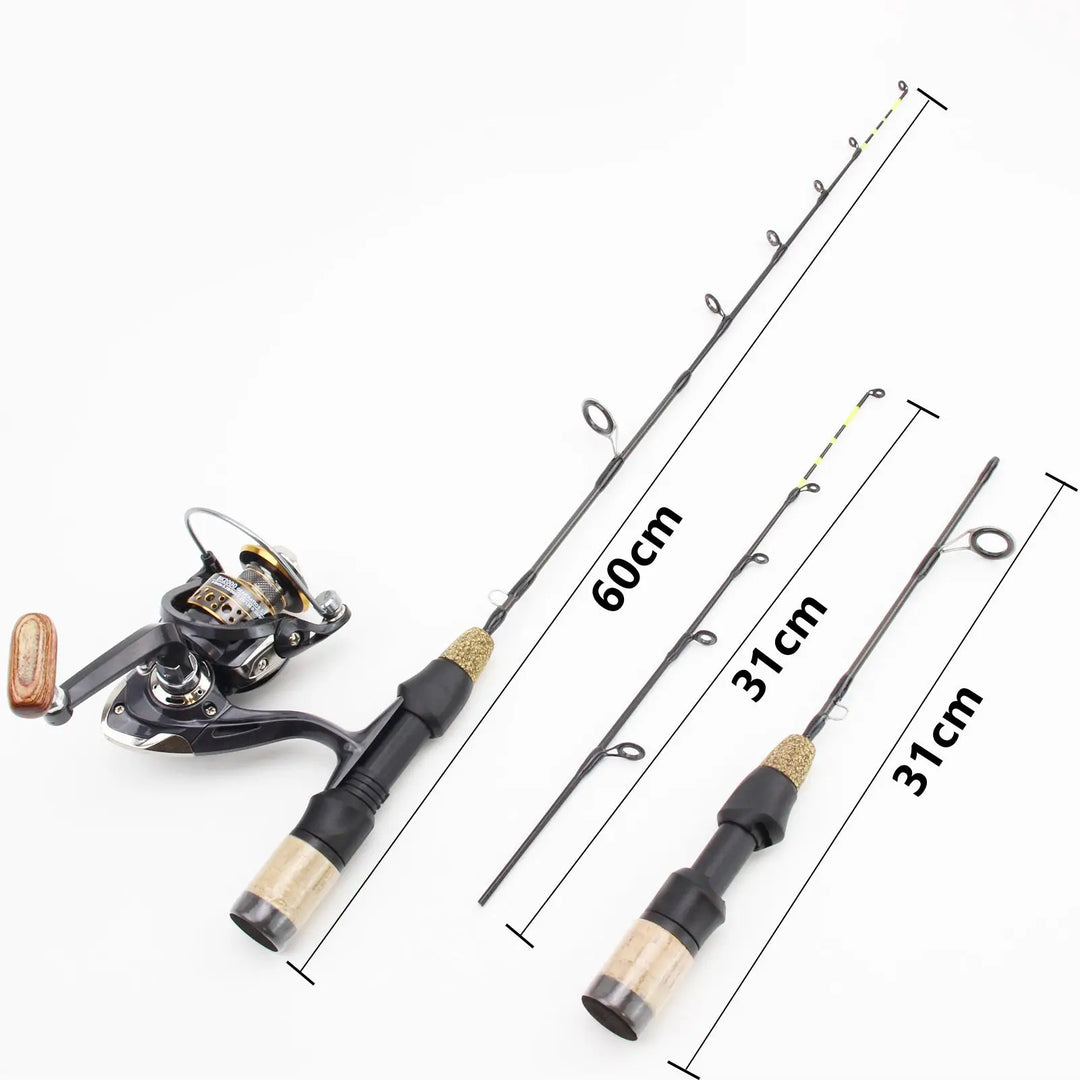 Promotion! 60cm 2 Tips Rod Reel Combos Winter Ice Fishing Rod Fishing Reel set Rod Pole Tackle Carbon pole Ice fishing rod