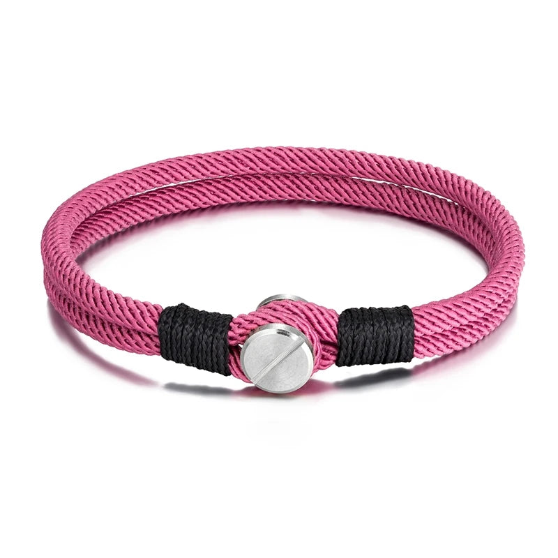 MKENDN Men Women Screw Bracelets Double Strand Nautical Survival Rope Paracord