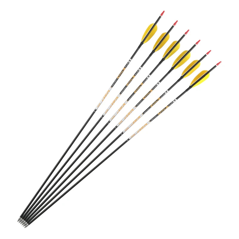 Spine350-900 Archery Hunting Carbon Arrows with 3 Inch Turkey Feather ID4.2mm Shaft Nocks for Compound Recurve Bow Longbow