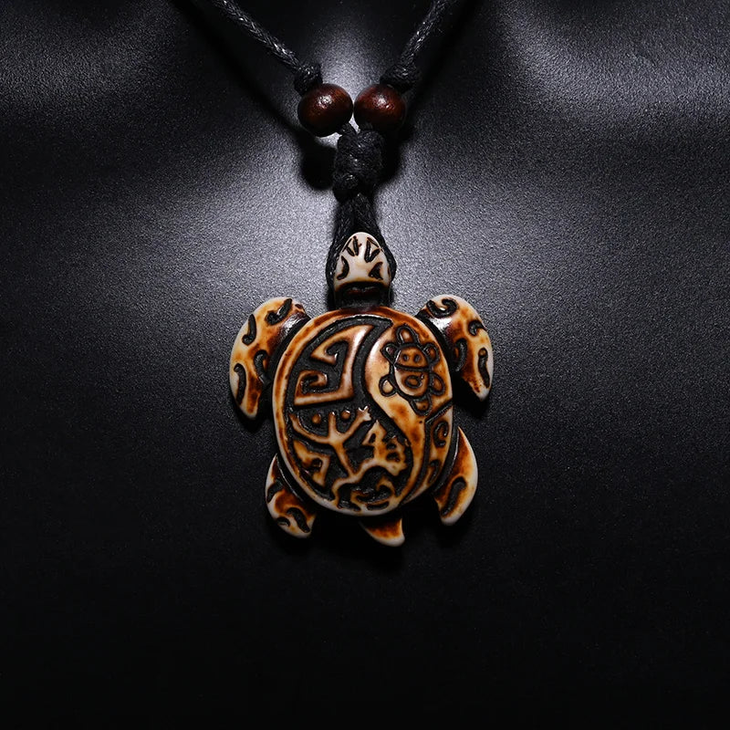 FX030 Aztec bone necklace Sea turtle pendant men Choker American Maya Inca Jewelry Nautical style Imitation Yak Bone nec