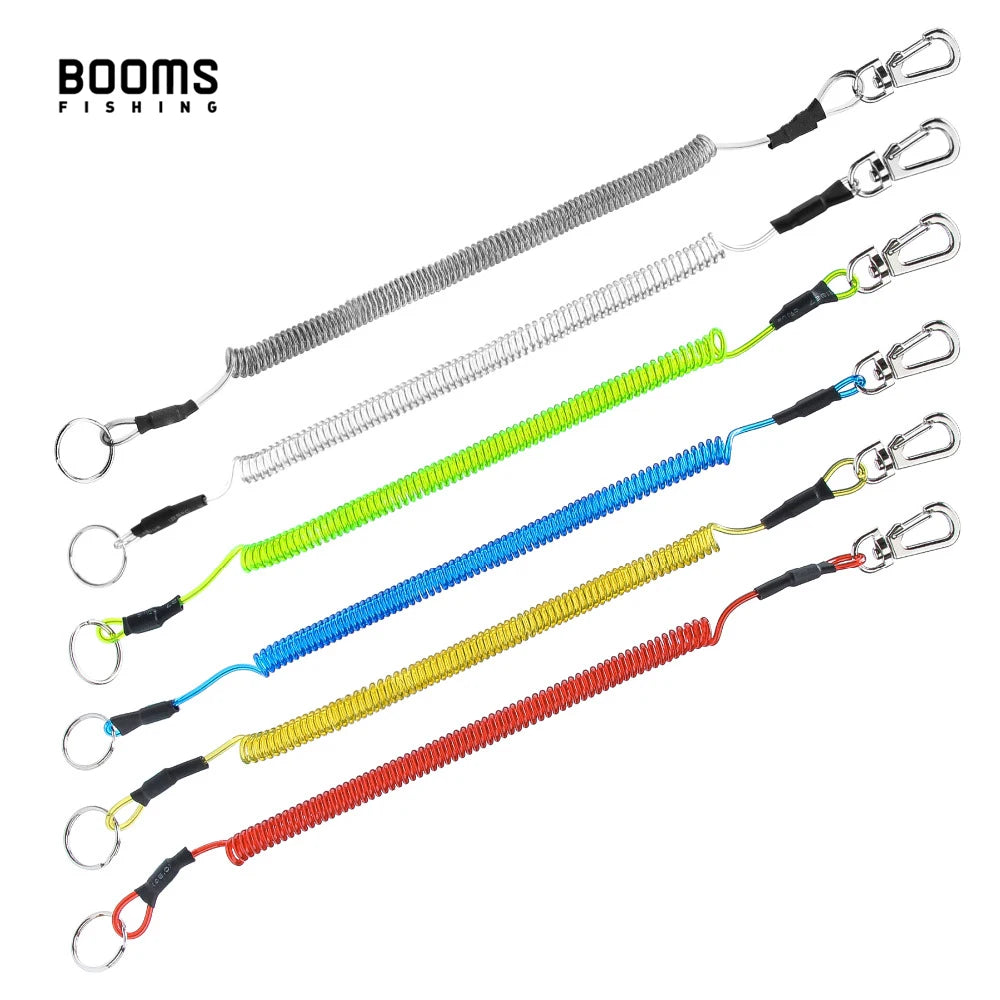 Booms Fishing T4 Coiled Lanyard or Safety Rope Wire Steel Camping Secure Pliers Lip