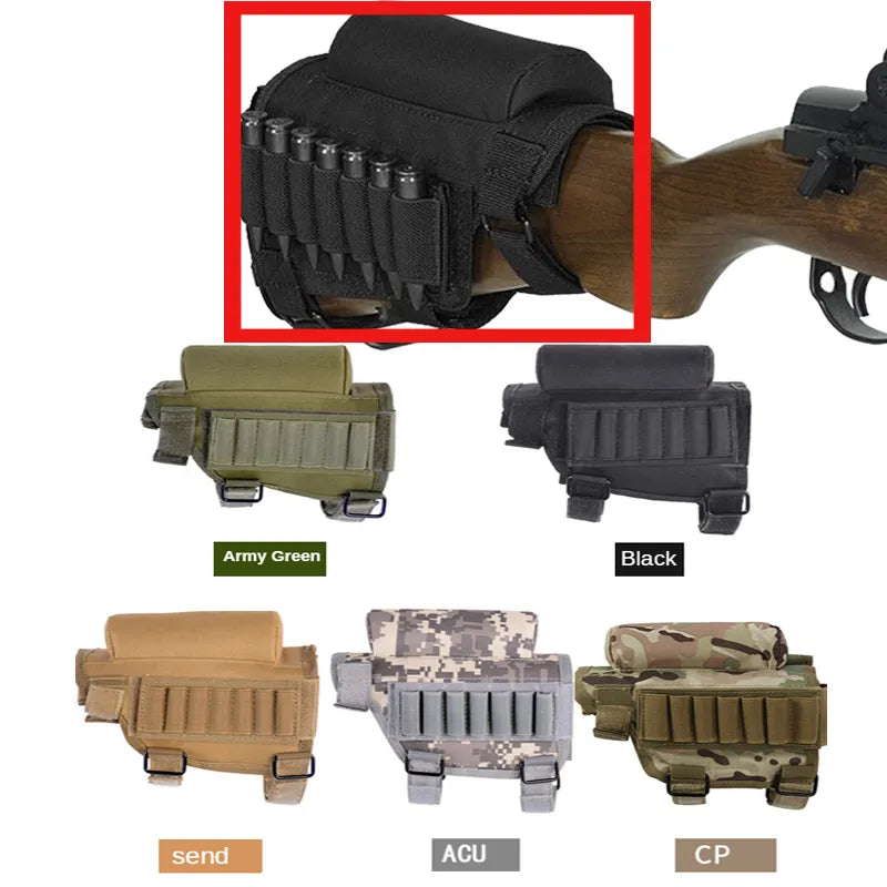 Tactical Butt Stock Rifle Cheek Rest Pouch Military Gear Nylon Bullet Holder Bag Rest