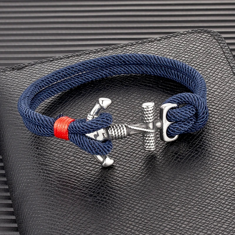 MKENDN Minimalist Sailing Bracelet For Men Women Stainless Steel Anchor