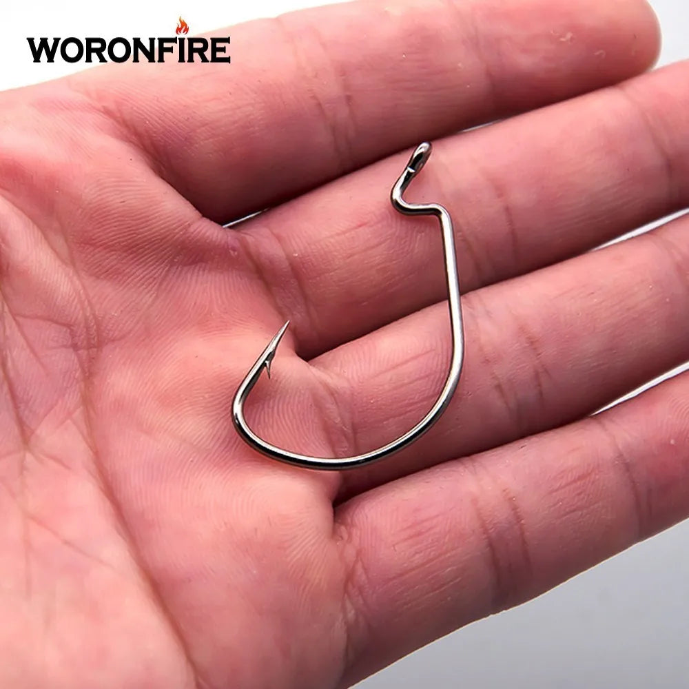 50pcs/Lot High Carbon Steel Fishing Hooks Crank Hook For Soft Worm