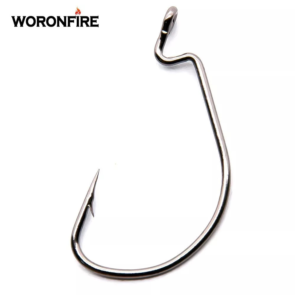 50pcs/Lot High Carbon Steel Fishing Hooks Crank Hook For Soft Worm