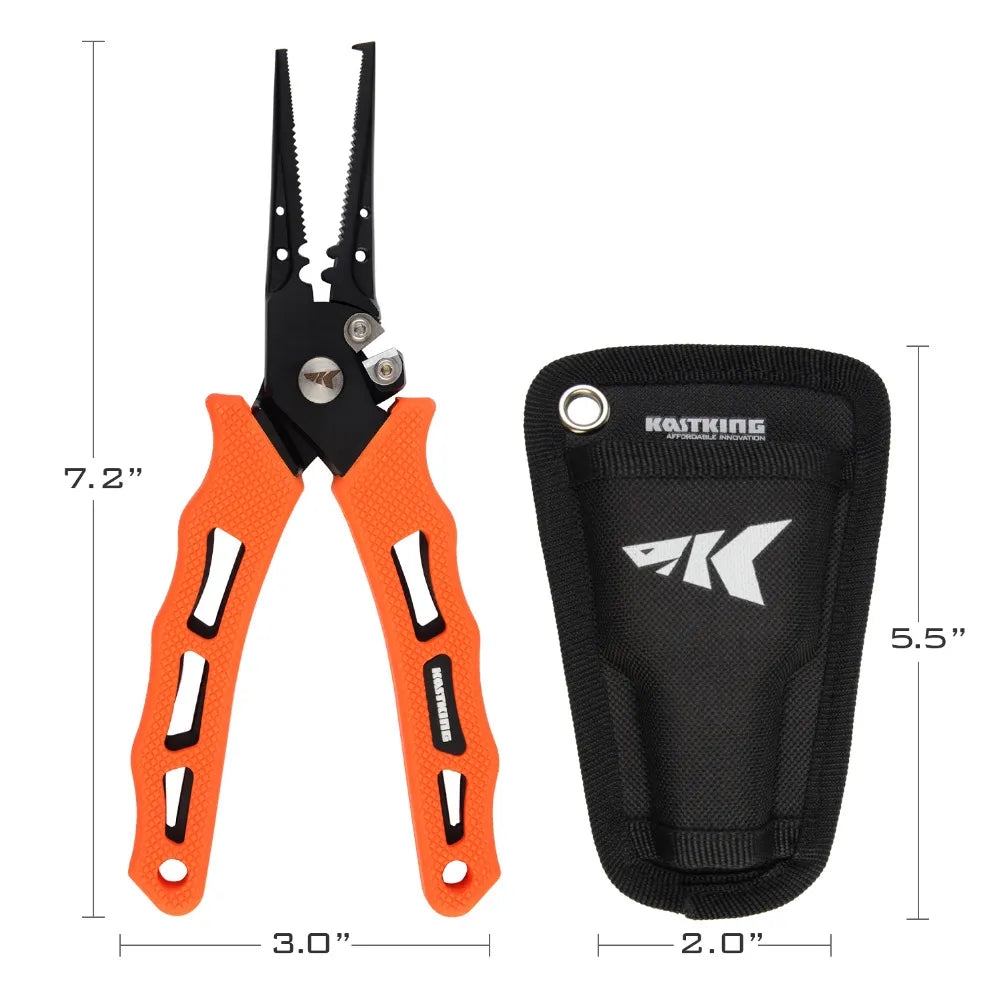 KastKing 420 Stainless Steel Fishing Pliers Tungsten Carbide Braid Cutters Crimper Hook